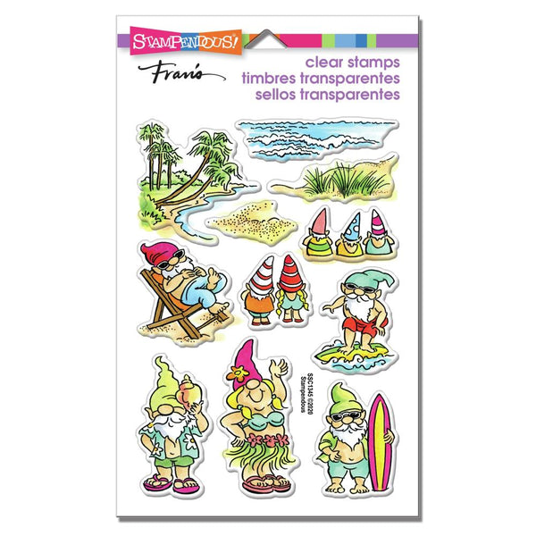 Stampendous Perfectly Clear Stamps - Gnome Beach - 4in x  6in set