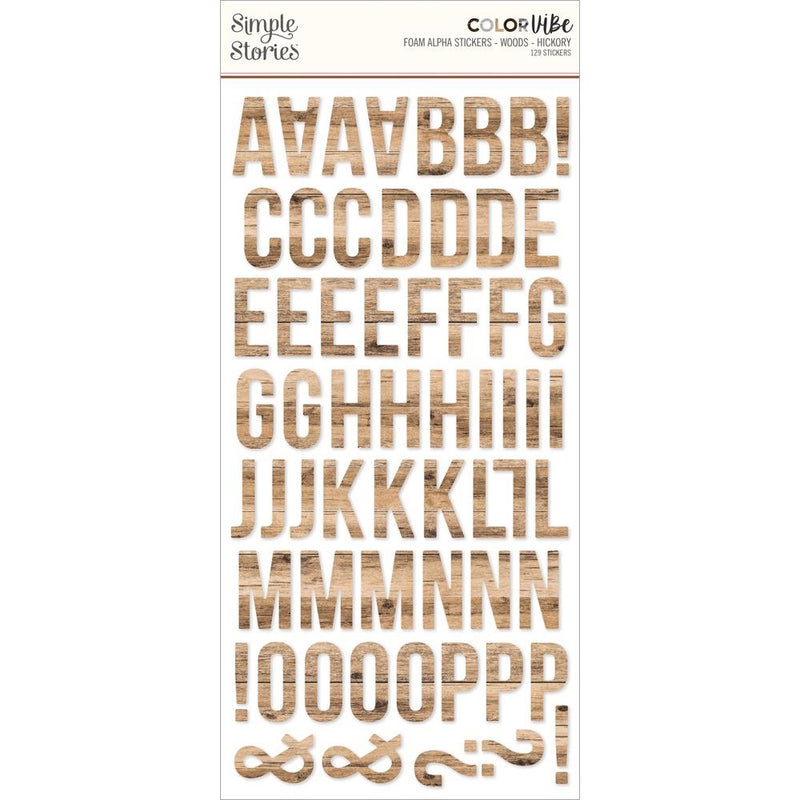 Simple Stories Colour Vibe Foam Alpha Stickers 6"X12" 129pack Woods - Hickory