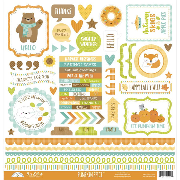 Doodlebug This & That Cardstock Stickers 12in x 12in - Pumpkin Spice*