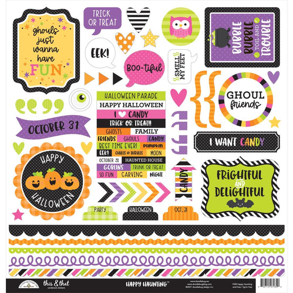 Doodlebug This & That Cardstock Stickers 12"x 12" - Happy Haunting*