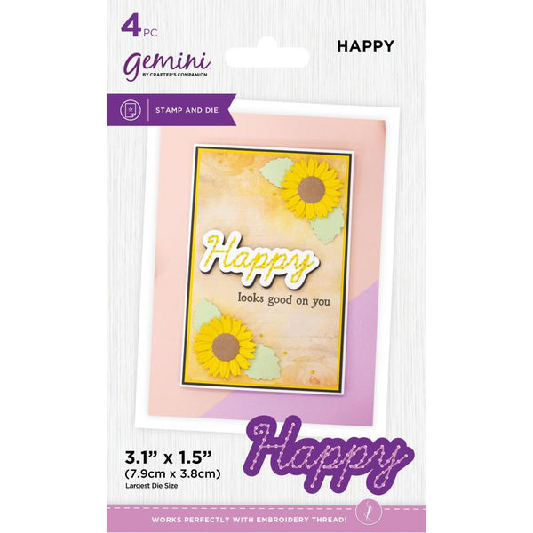 Crafter's Companion Gemini clear stamp & die - Happy*