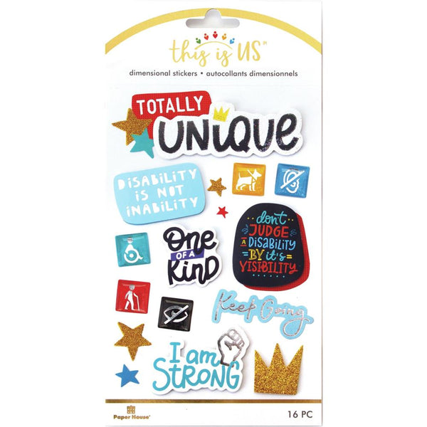 Paper House - This Is Us Embellished Dimensional Stickers 17 pack  - Differently Abled*