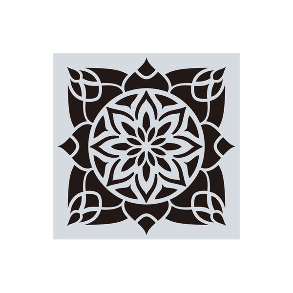 Poppy Crafts Single Sheet Stencils #198 - 15cm x 15cm -  Flower Mandala*