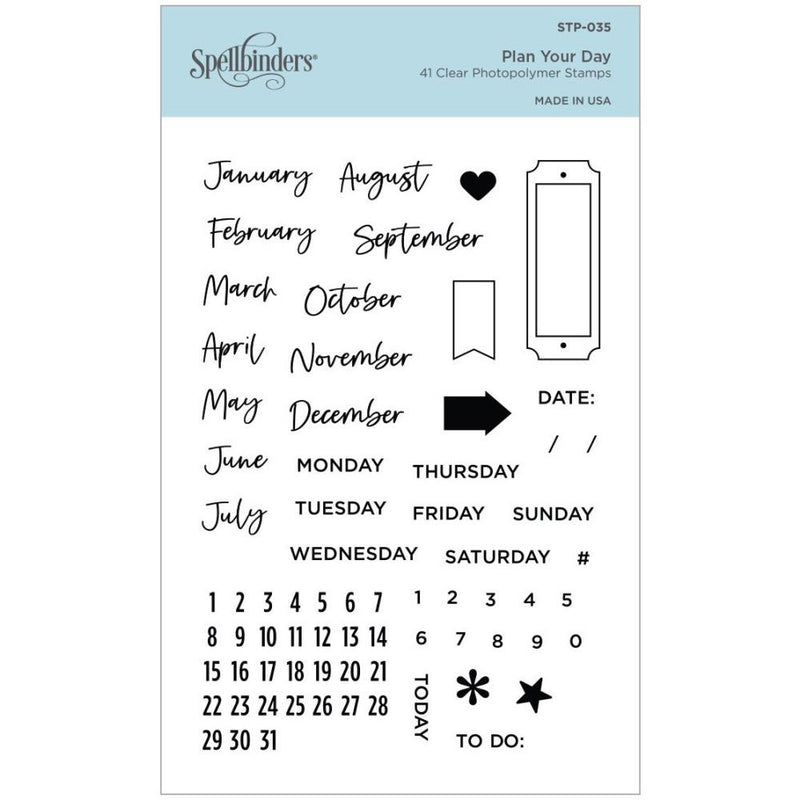 Spellbinders Clear Acrylic Stamps - Plan Your Day