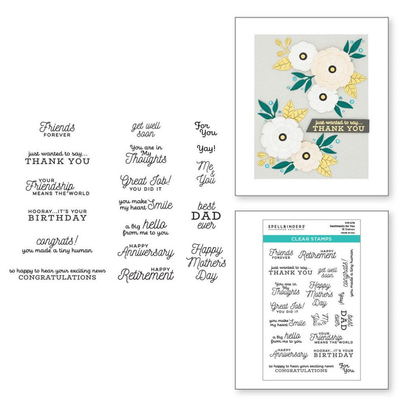 Spellbinders Clear Acrylic Stamps - Celebrate You, Sentiments For You*