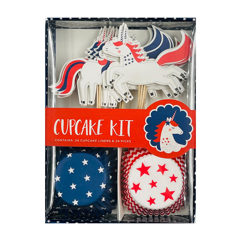 Poppy Crafts Stars & Stripes Unicorn Cupcake Kit 48pcs*