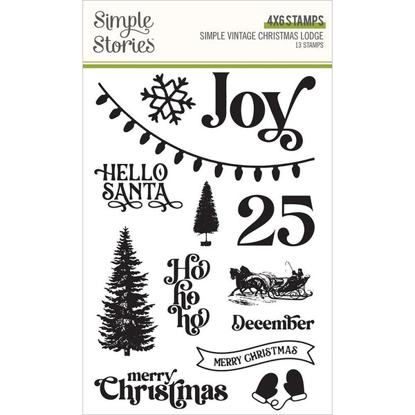 Simple Vintage Christmas Lodge - 4"x 6" Photopolymer Clear Stamps*