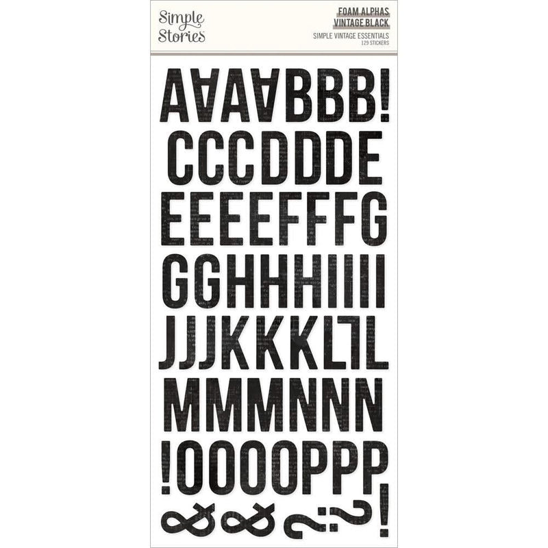 Simple Vintage Essentials Foam Alphas Stickers 129pack Vintage Black