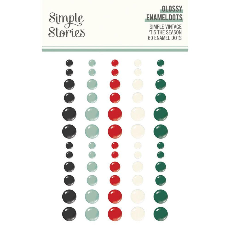 Simple Vintage 'Tis The Season Enamel Dots Embellishments Glossy