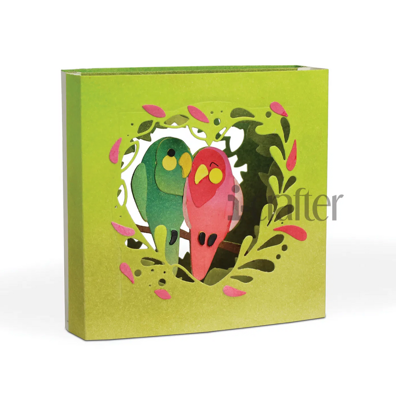 i-crafter Dies - Tunnel Card, Love Birds*