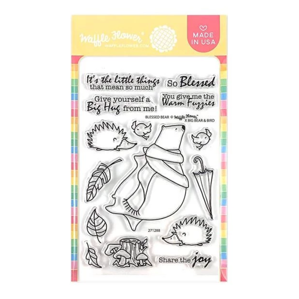 Waffle Flower Crafts Clear Stamps 4in X 6in - Blessed Bear