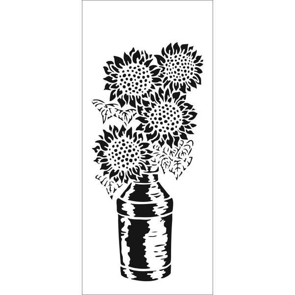 Crafter's Workshop Slimline Stencil 4"X9" - Sunflowers In Milk Pail*