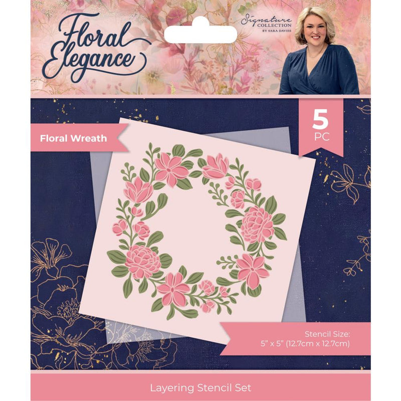 Crafter's Companion Sara Signature Floral Elegance Layering Stencil 5"X5" Floral Wreath*