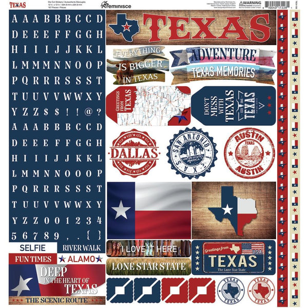 Reminisce Alpha Cardstock Stickers 12"x 12" Texas