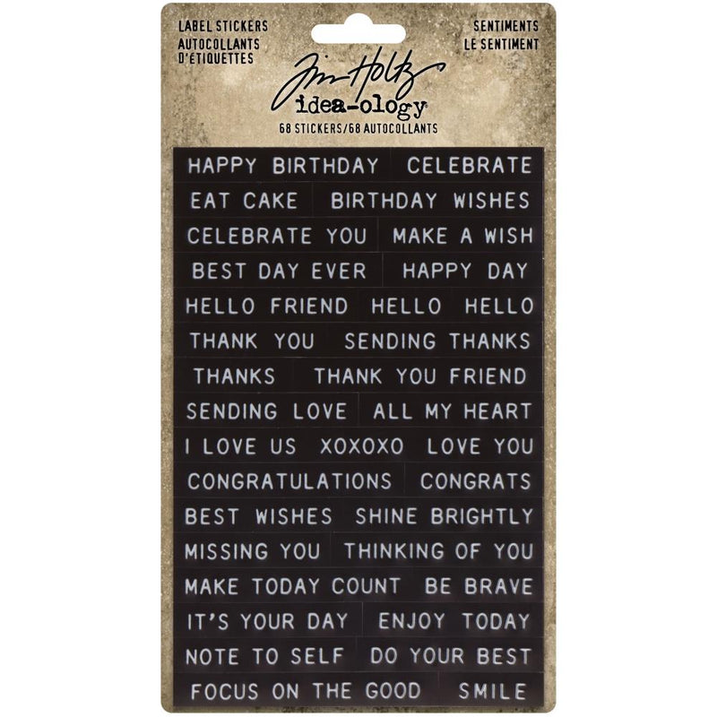 Tim Holtz Idea-Ology Sentiments Label Stickers 68 pack