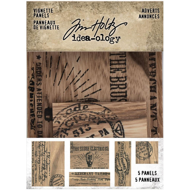 Tim Holtz Idea-Ology Wooden Vignette Panels 5 pack - Adverts