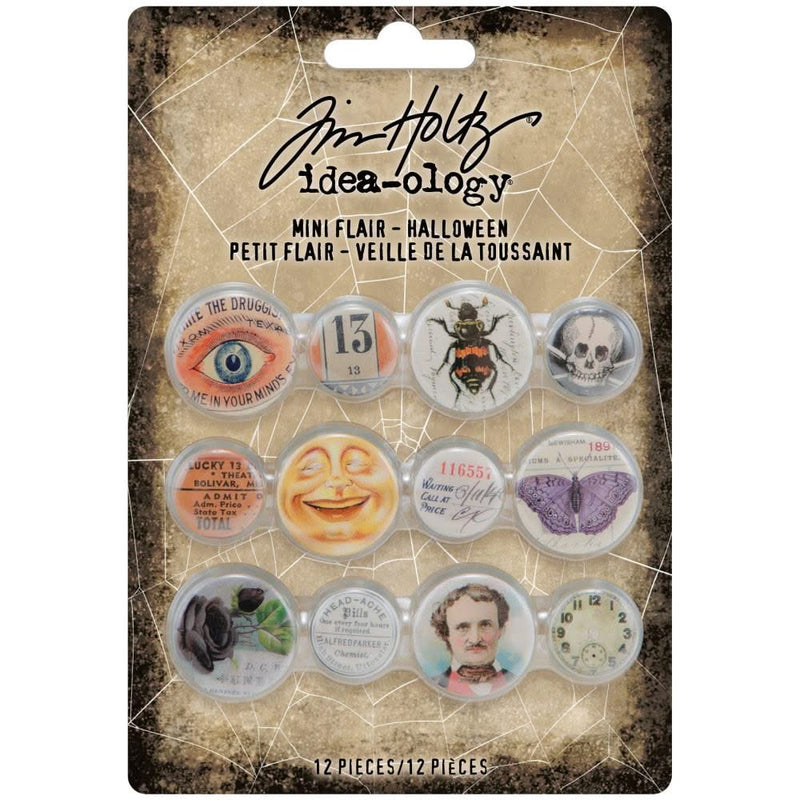 Tim Holtz Idea-Ology Mini Flair Buttons 12 pack - Halloween