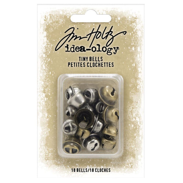 Tim Holtz Idea-Ology Tiny Metal Bells 18 pack - Nickel & Copper