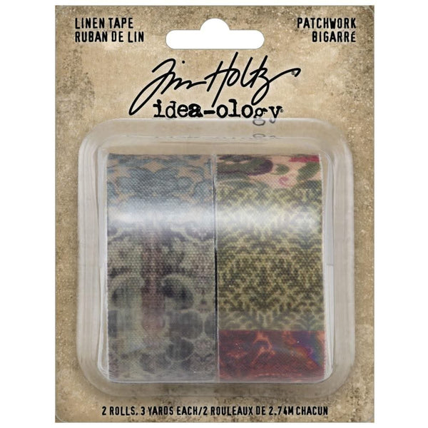 Tim Holtz Idea-Ology Linen Tape 1"X3yd 2 pack  Patchwork