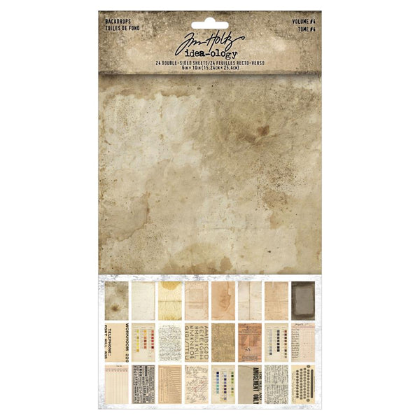 Tim Holtz Idea-Ology Backdrops Double-Sided Cardstock 6"X10" (24-pack) Volume #4