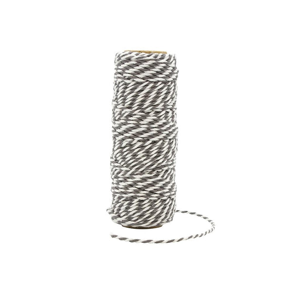 Craft Perfect Striped Bakers Twine - Pewter Grey