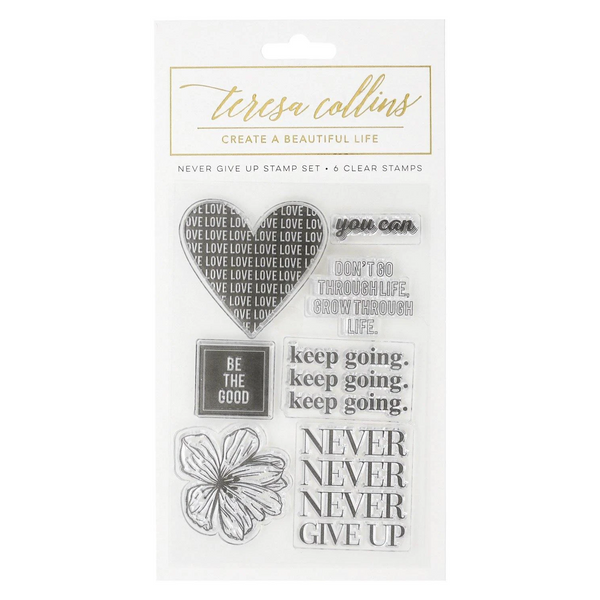 Teresa Collins Clear Stamp Set - Never Give Up, Empowerment