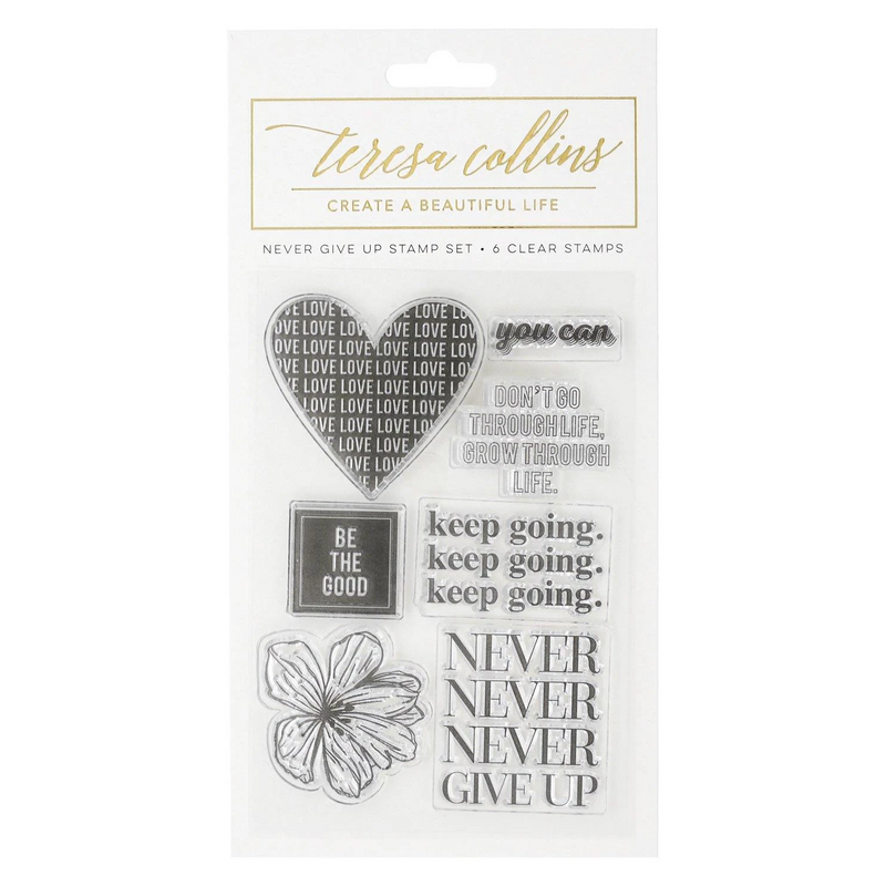 Teresa Collins Clear Stamp Set - Never Give Up, Empowerment*