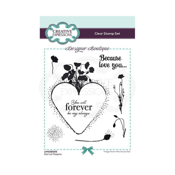 Creative Expressions Designer Boutique Collection - Eternal Poppies A6 Clear Stamp Set