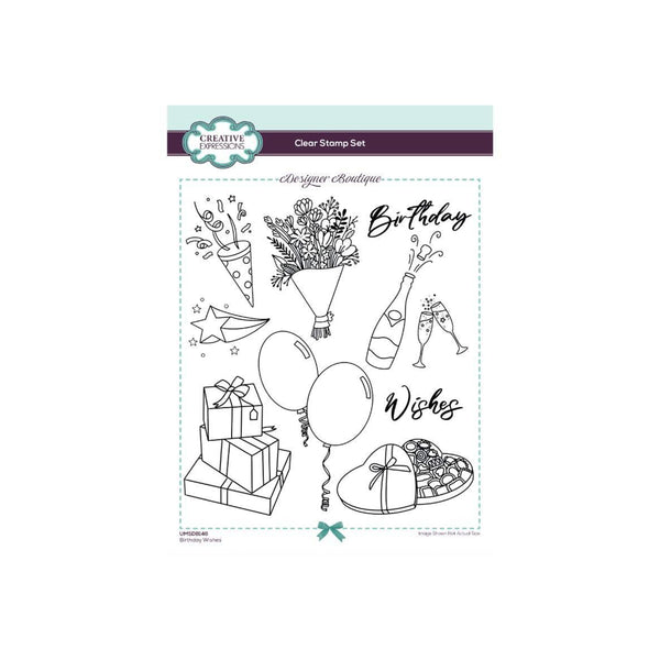 Creative Expressions Designer Boutique Clear Stamps - Birthday Wishes 6" x 8"*