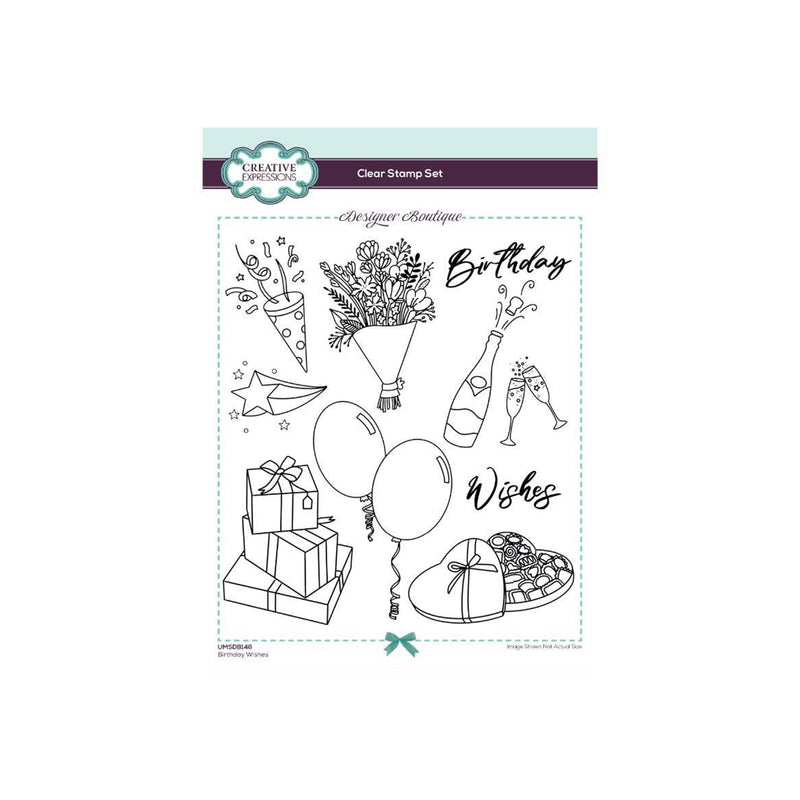 Creative Expressions Designer Boutique Clear Stamps - Birthday Wishes 6" x 8"
