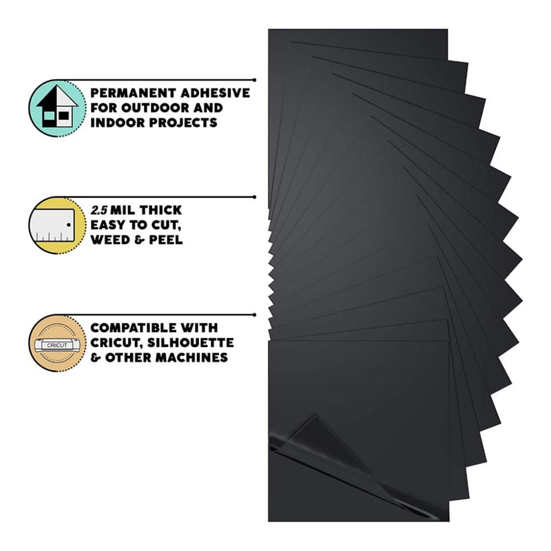 Universal Crafts 12x12in Adhesive Vinyl Sheets 5 pack - Matte Black