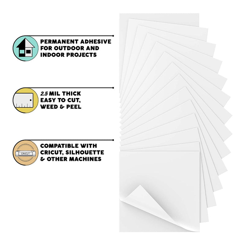 Universal Crafts 12x12in Adhesive Vinyl Sheets 5 pack - Matte White