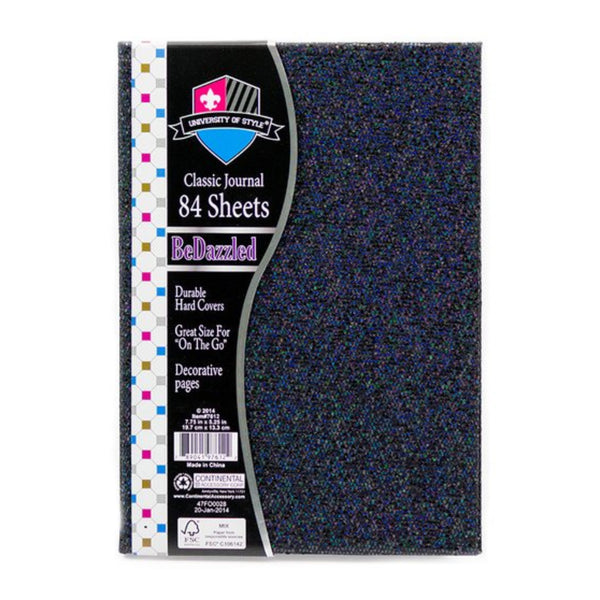U Style Bedazzled Casebound A5 Journal 84 Pages - Black Glitter