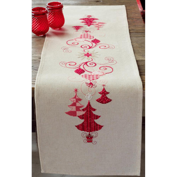 Vervaco Table Runner Counted Cross Stitch Kit 11.6"x 40.8" - Red Christmas Decor (14 Count)*