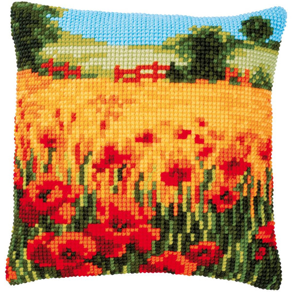 Vervaco Counted Cross Stitch Cushion Kit 16"x 16" - Poppies Landscape