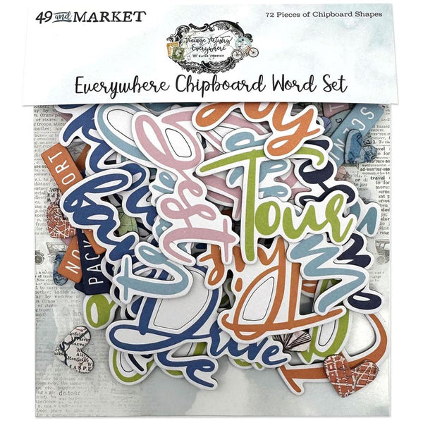 49 And Market Vintage Artistry Everywhere - Chipboard Word Set