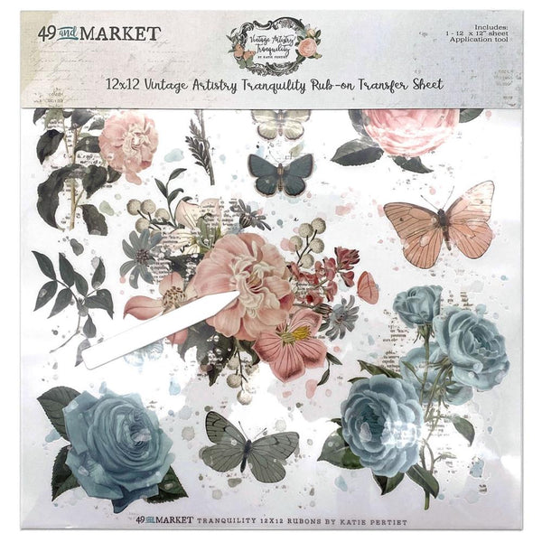 49 And Market Vintage Artistry - Tranquility Rub-Ons 12"x12" 1/Sheet
