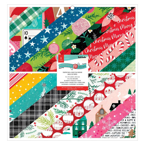 American Crafts Double-Sided Paper Pad 12"X12" 36 pack  Vicki Boutin Peppermint Kisses