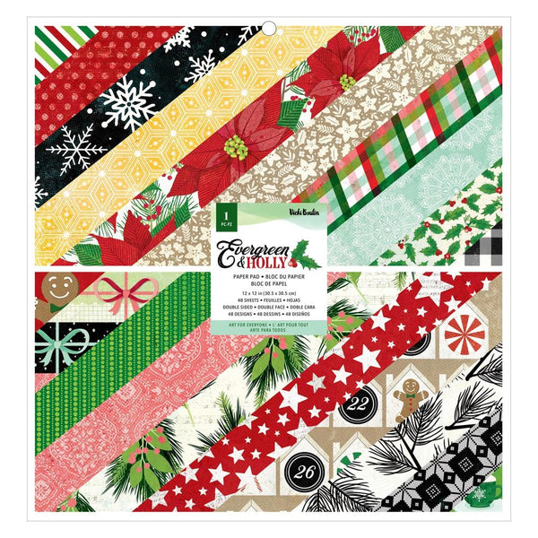 Vicki Boutin  Double-Sided Paper Pad 12"x 12" 48 pack - Evergreen & Holly