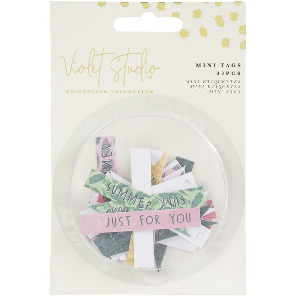 Crafter's Companion - Violet Studio Tropical Printed Mini Tags 30 pack - Sentiments*