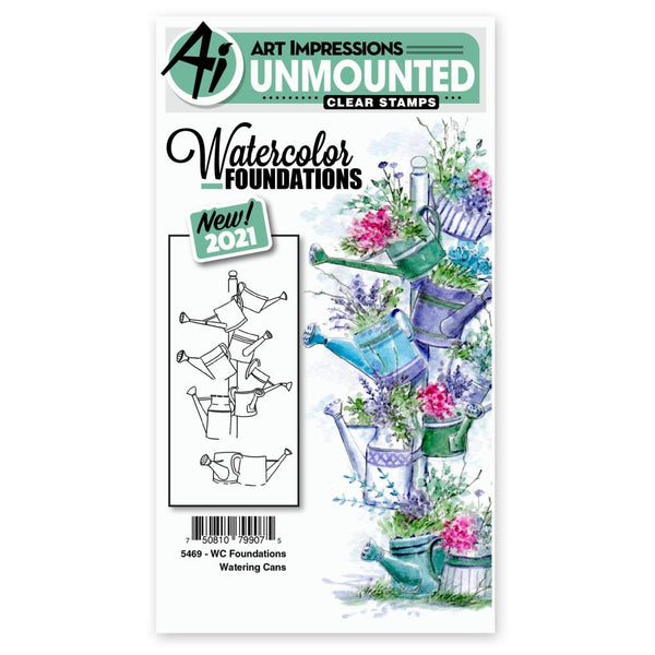 Art Impressions Watercolour Clear Stamps - Foundations Watering Cans*