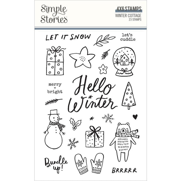 Simple Stories - Winter Cottage Photopolymer Clear Stamps 4in x 6in