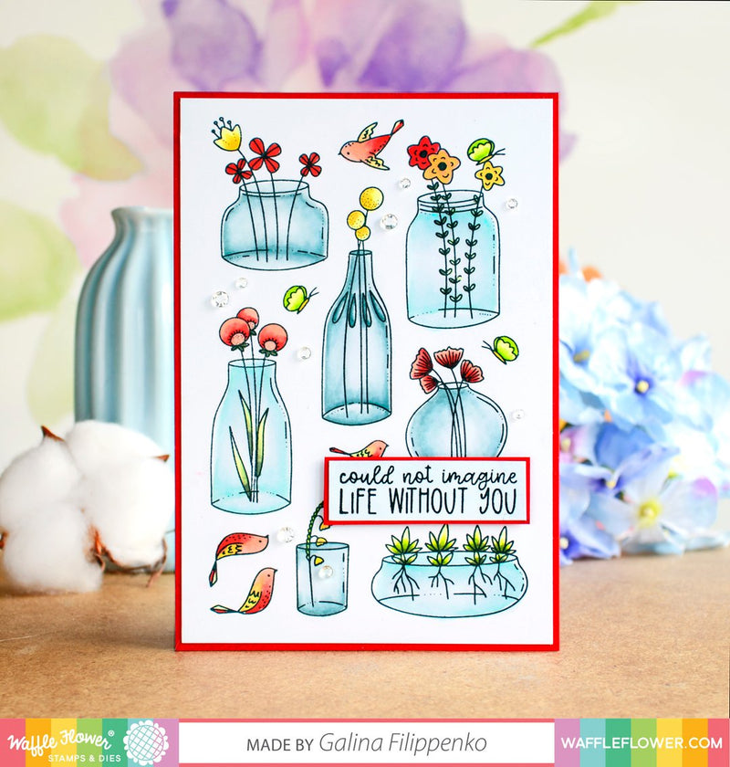 Waffle Flower Crafts Clear Stamps 4in x 6in - Jars Of Happiness