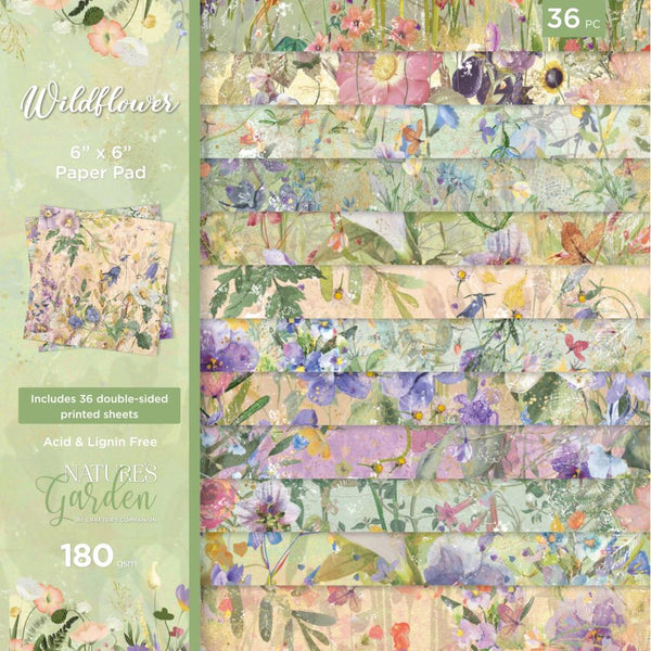 Crafter's Companion Nature's Garden Wildflower Paper Pad 6"X6"