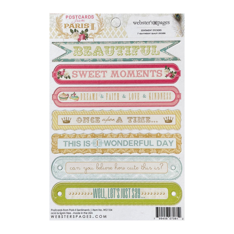 Webster's Pages Sentiment Stickers - Postcards from Paris II