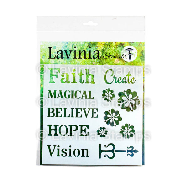 Lavinia Stencil 20cm x 20cm - Words 1