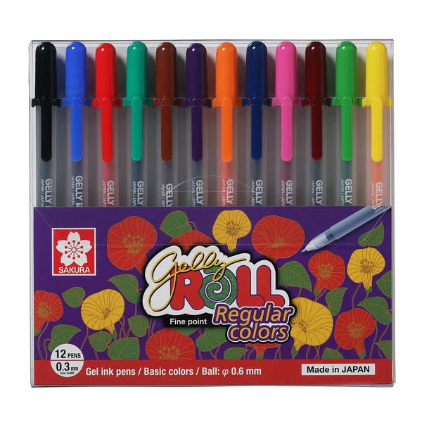 Sakura Gelly Roll Pen Set - Fine Point Regular Colours 12 Pack