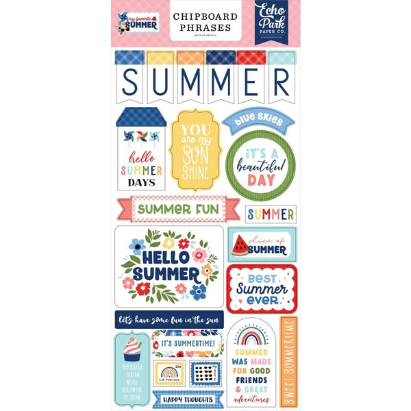Echo Park My Favourite Summer Chipboard 6"X13" - Phrases*