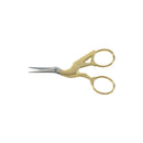 Gingher Gold-Handled Stork Embroidery Scissors 3-1/2 inch - with Leather Sheath