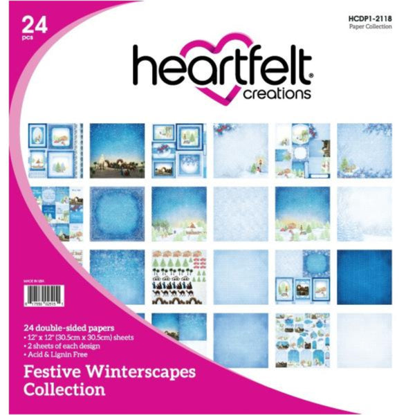 Heartfelt Creations Double-Sided Paper Pad 12in x 12in 24 Pack - Festive Winterscapes